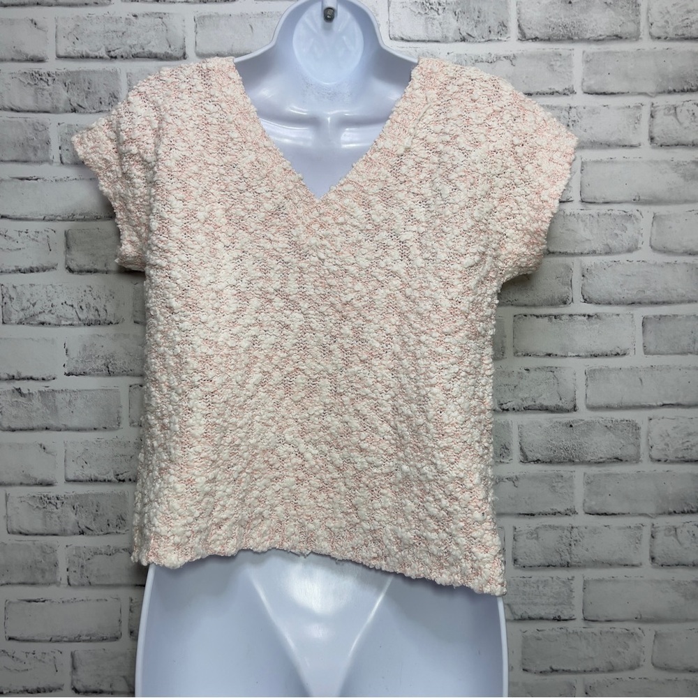 Vintage Carroll Reed Pale Pink Back V-Neck Silk Blend Sweater Medium - Picture 2 of 8